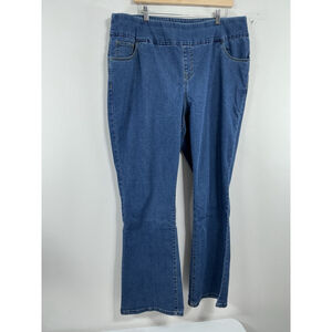 Womans Excellent Condition Woman Within Pullon Blue Jeans 20W Flare Leg 0090/Z-2